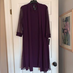 NWT R&M Richards Shift Plum Dress w/ Sheer Jacket